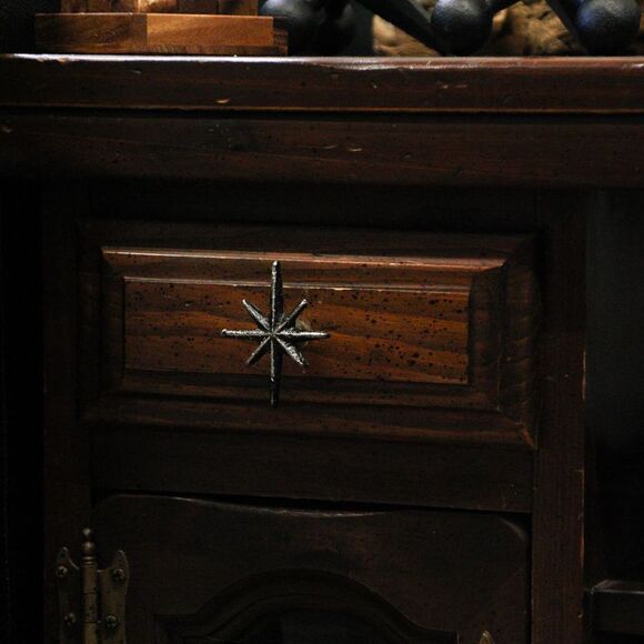 Set of 6 Antique Silver Finish Mid Century Modern Starburst Drawer Pulls Knobs - Picture 8 of 12